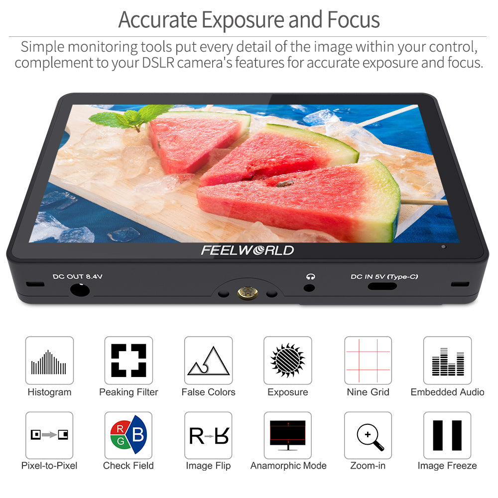 Feelworld F5 PRO V4 Monitor Camera Touch 6 Pollici 450nit F970