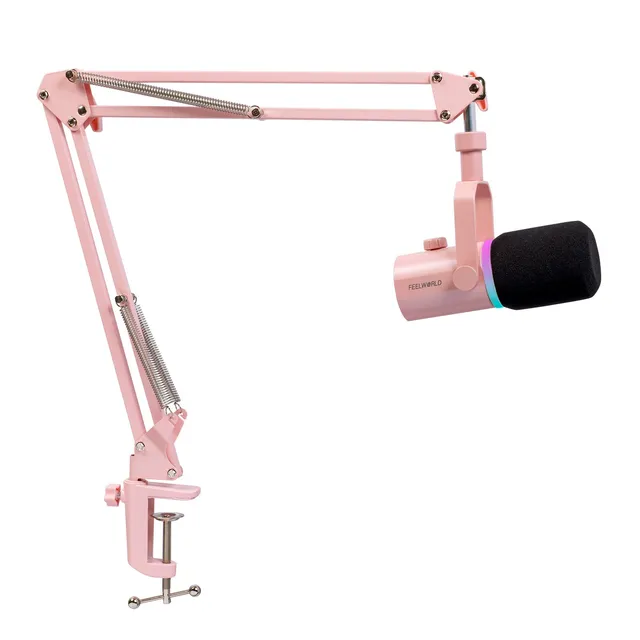 Feelworld PM1 Microfono Dinamico XLR USB Rosa con Asta
