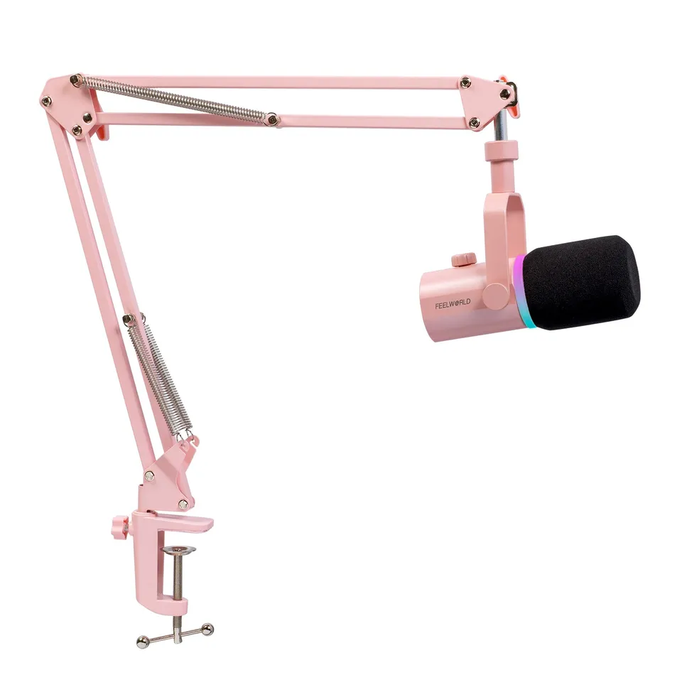 Feelworld PM1 Microfono Dinamico XLR USB Rosa con Asta