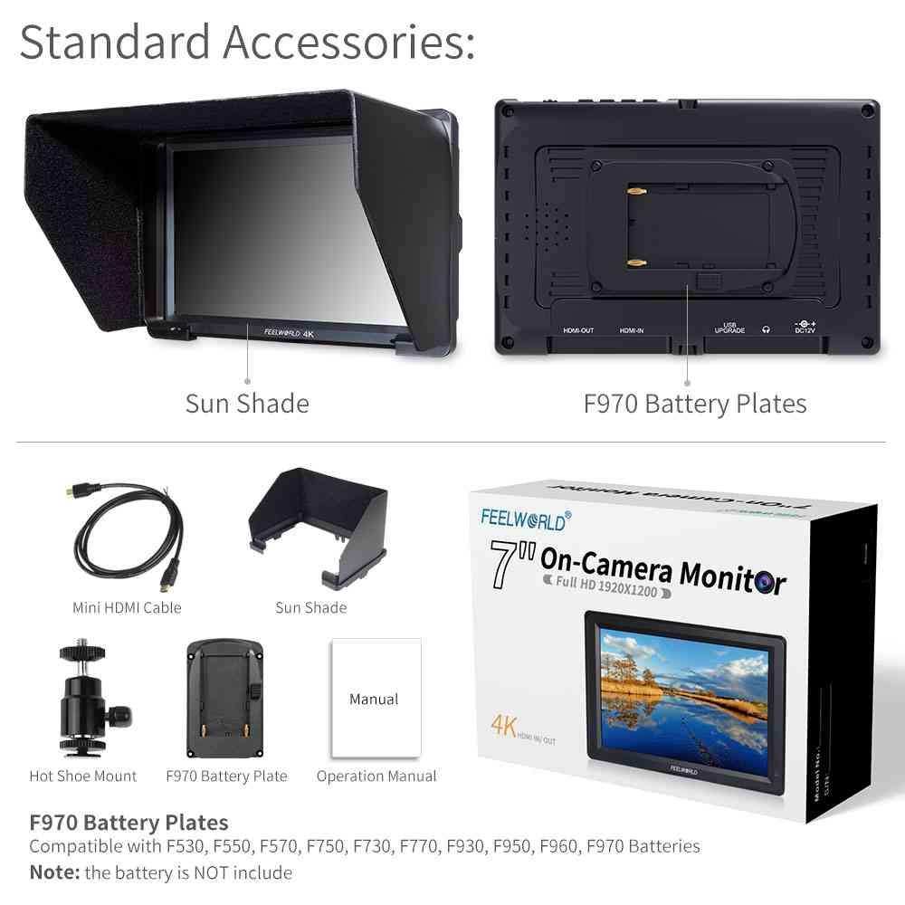 Feelworld T756-ABA Monitor Camera 7" Full HD con Luminosità Auto