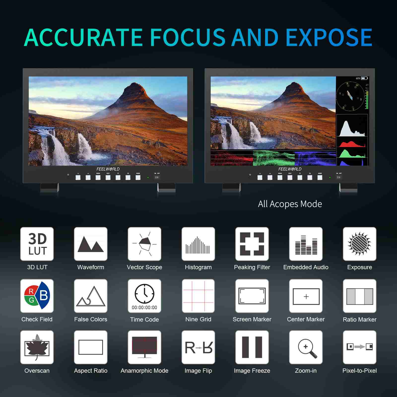 Feelworld FVM215 Monitor Broadcast 21.5" 1000nit HDMI SDI