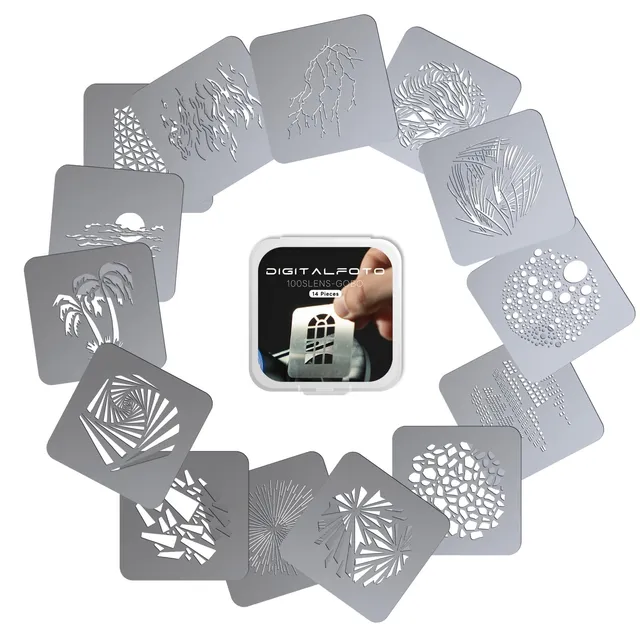 DigitalFoto Light set 14 gobo acciaio per snoot Bowens 50x50 mm