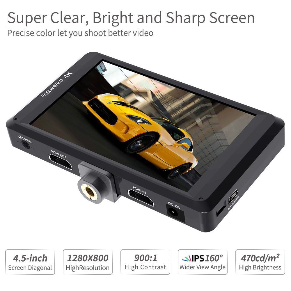 Feelworld FW450 Monitor Camera 4.5" HDMI 4K 1280x800 Peaking