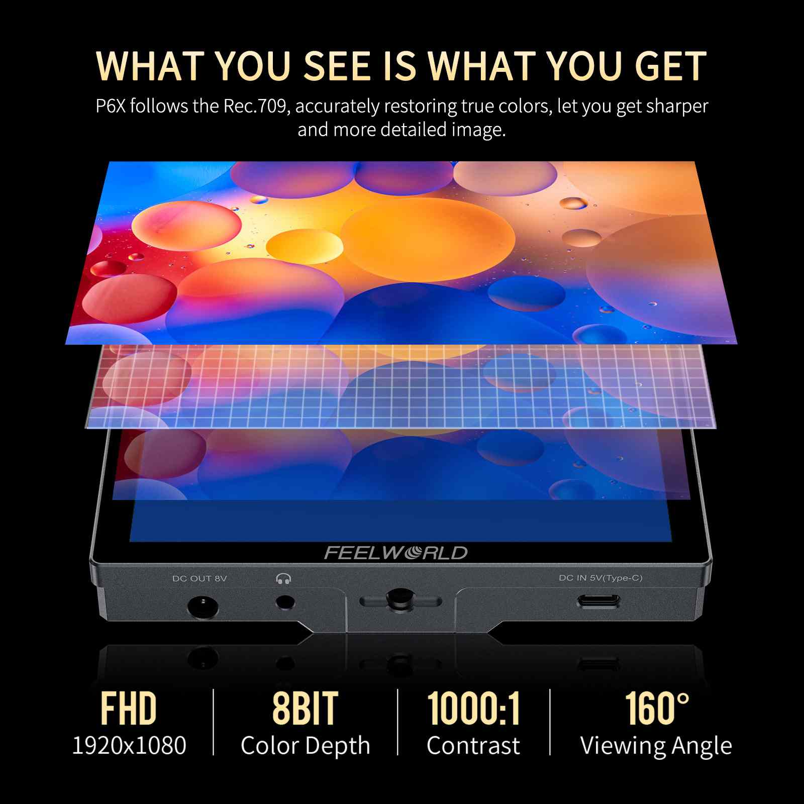 Feelworld P6X monitor camera 5,5" touch 1000nit HDMI 4K standard