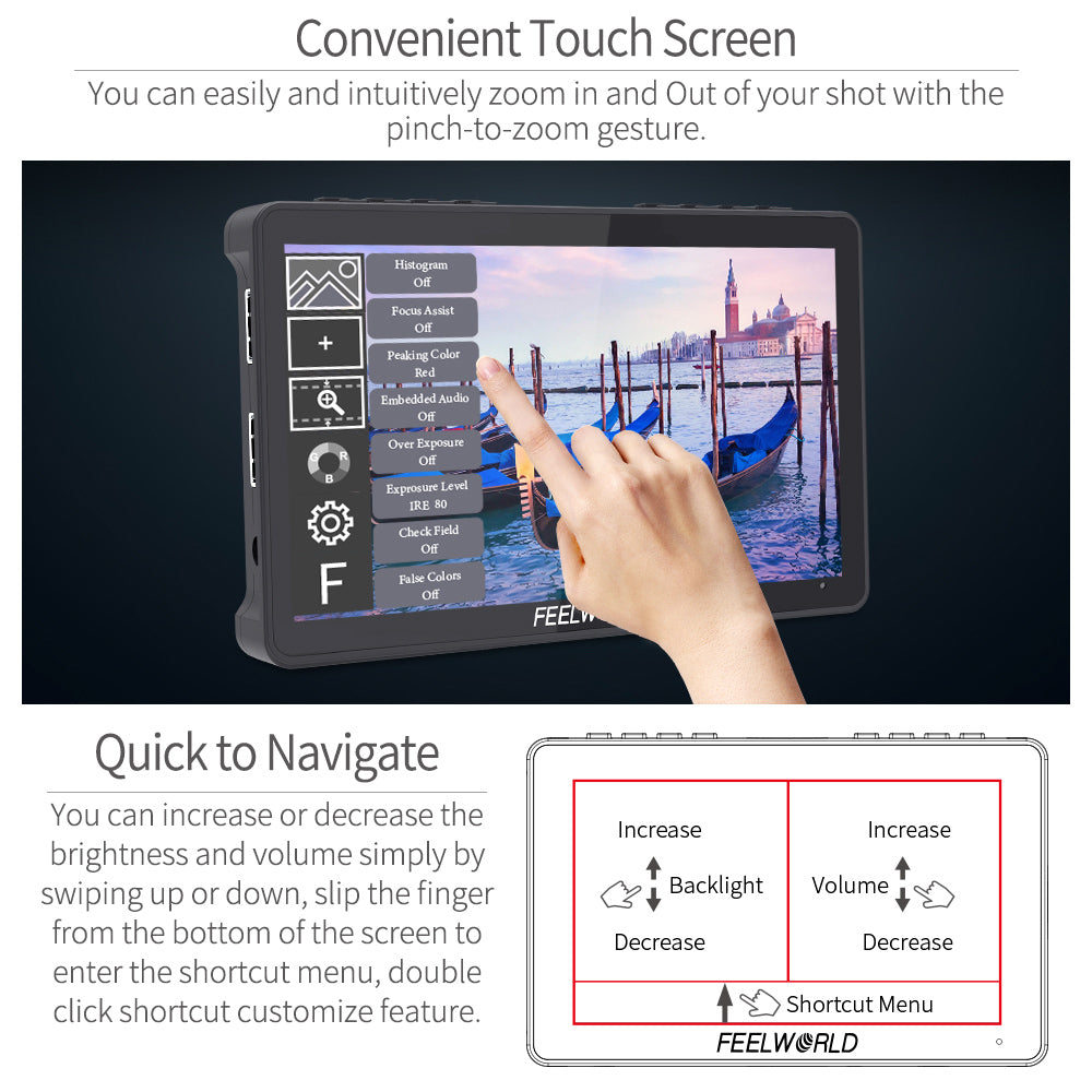 Feelworld F5 PRO V4 Monitor Camera Touch 6 Pollici 450nit F970