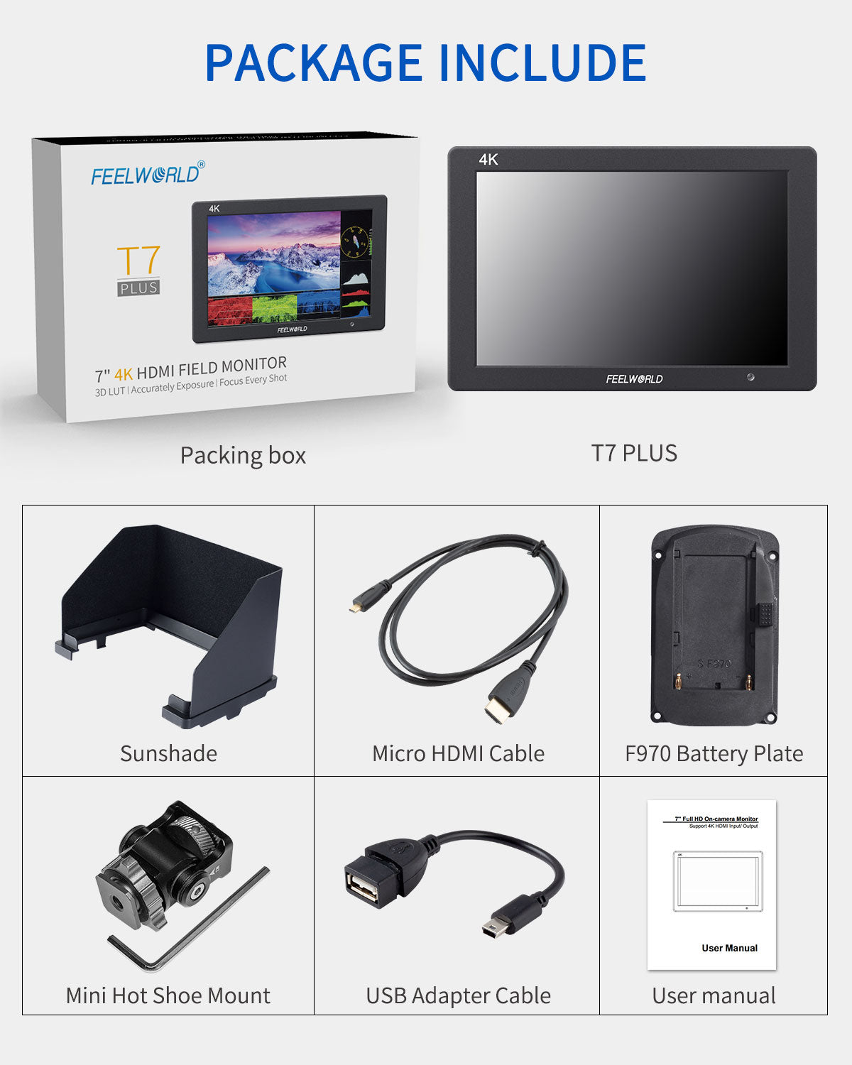 Feelworld T7 Plus Monitor on camera 7" Full HD HDMI