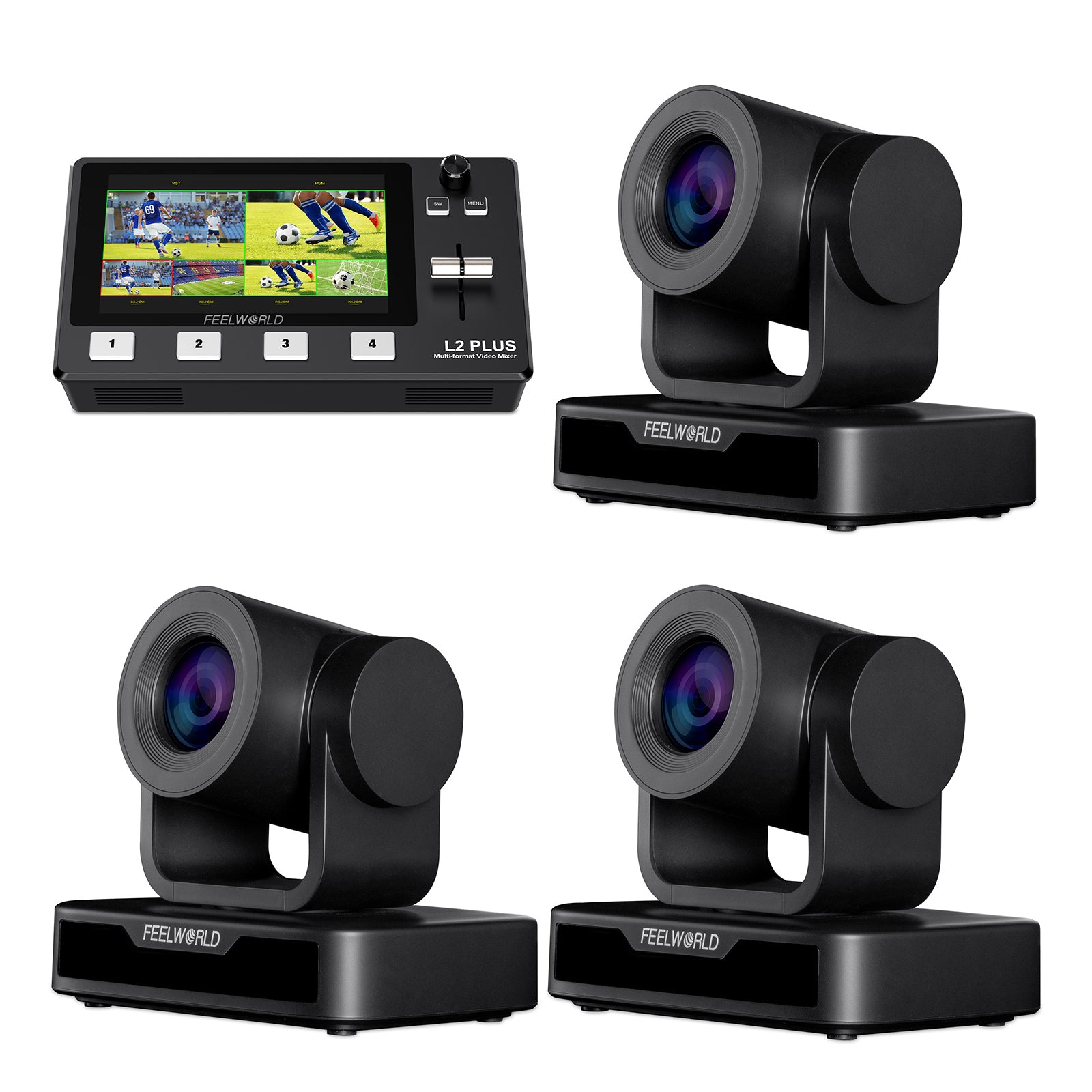 Feelworld L2 PLUS USB10X Kit Regia Video 3 Camere PTZ