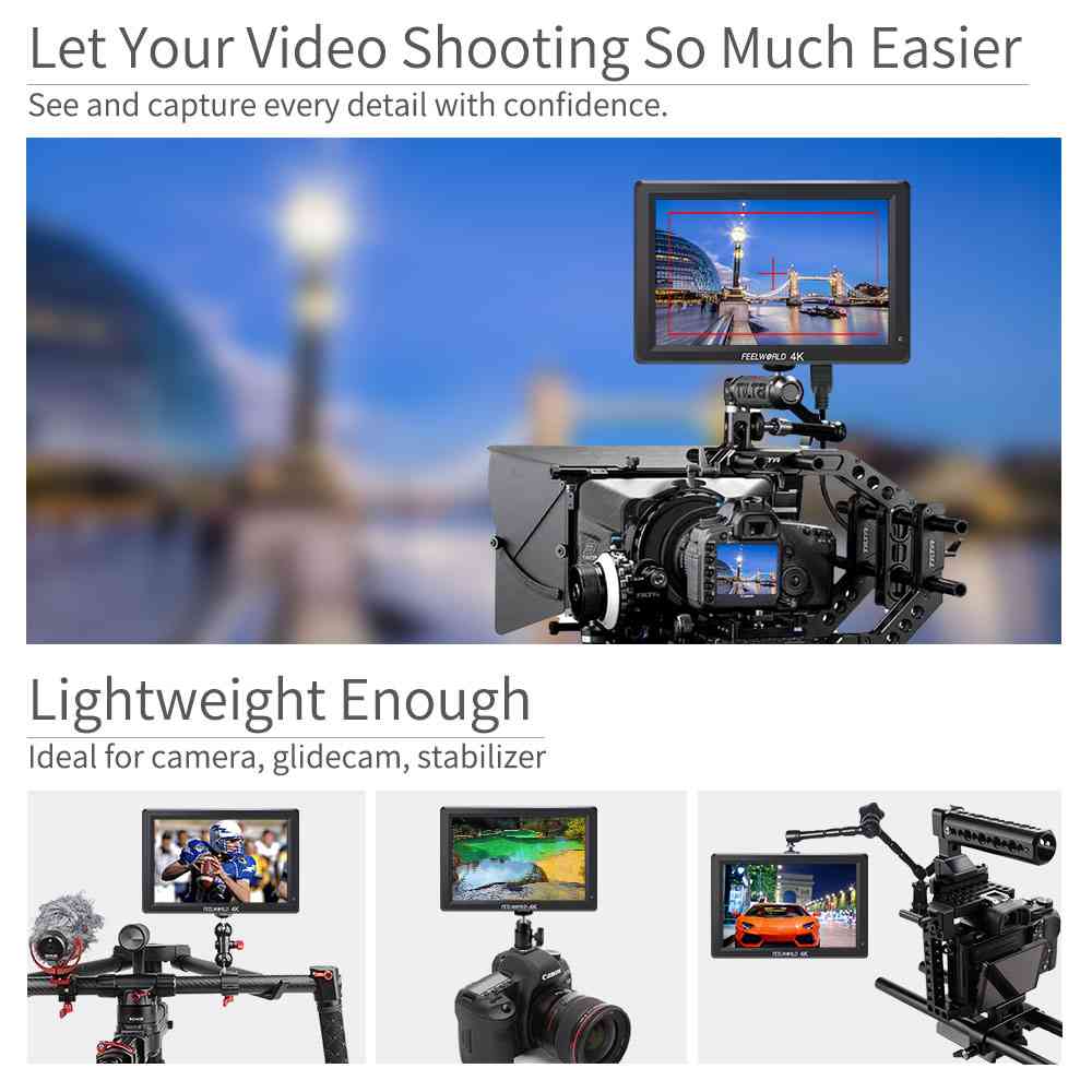 Feelworld T756-ABA Monitor Camera 7" Full HD con Luminosità Auto