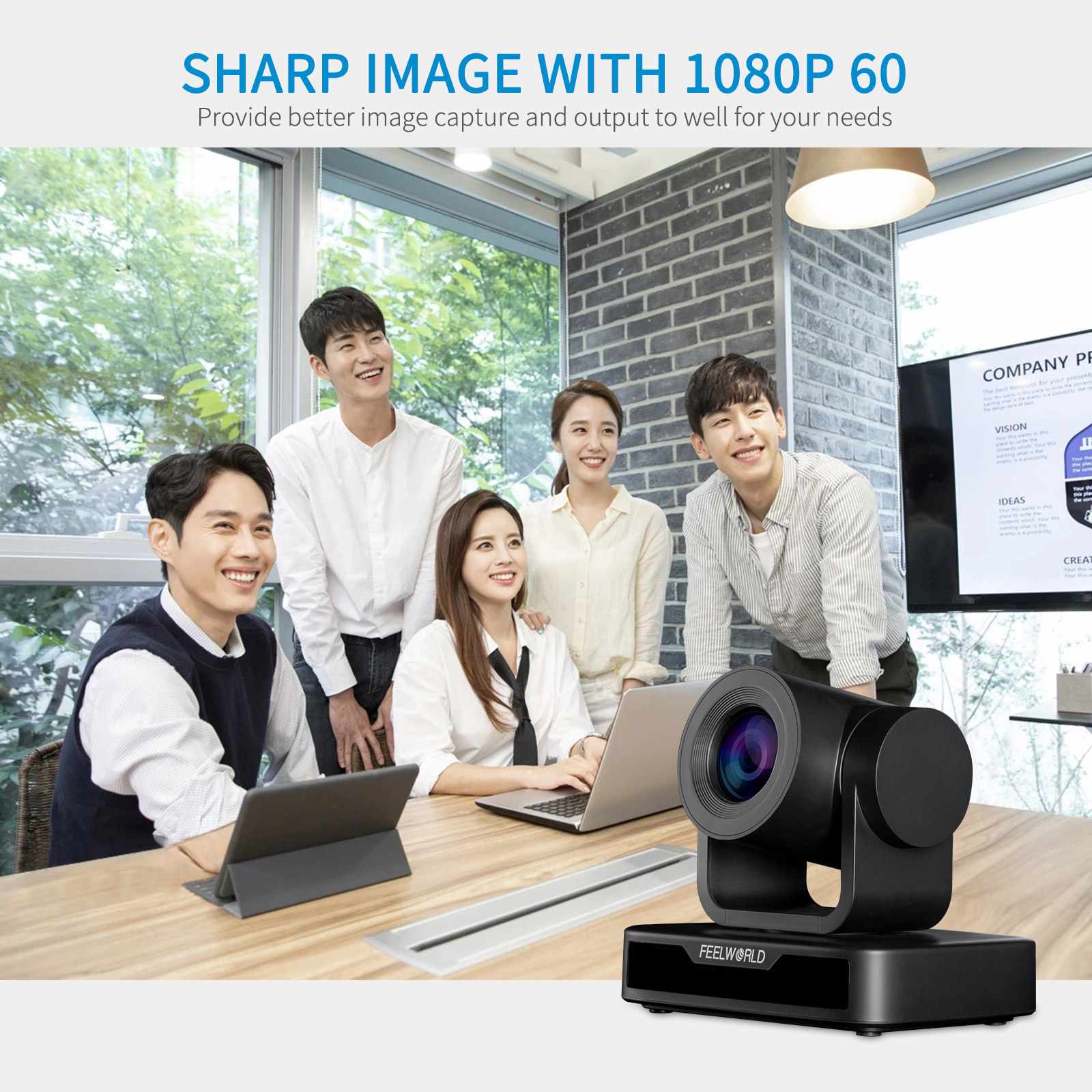 Feelworld USB10X telecamera PTZ streaming Full HD 1080p zoom 10X