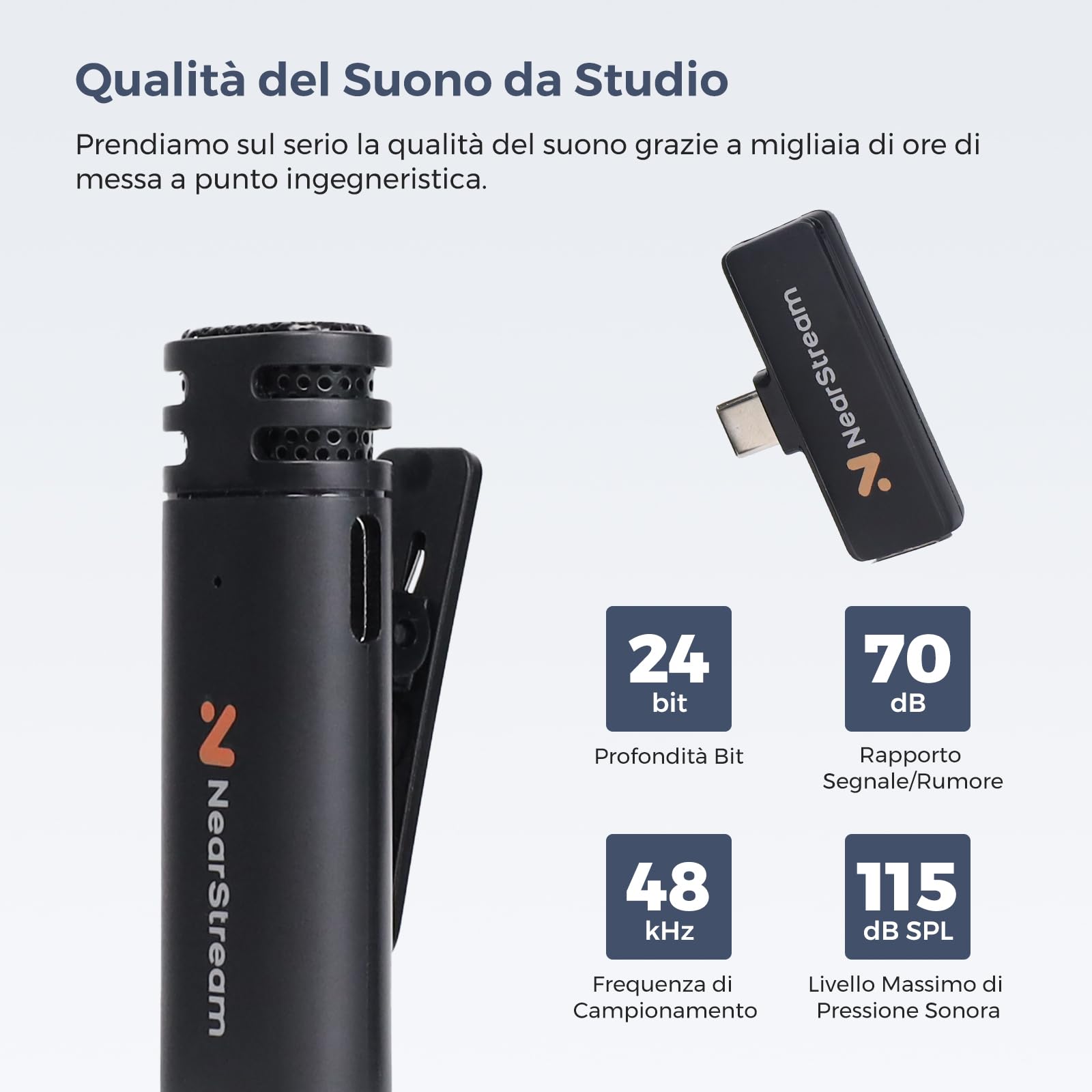 NearStream AWM10T mini lavalier wireless USB-C 6 ore