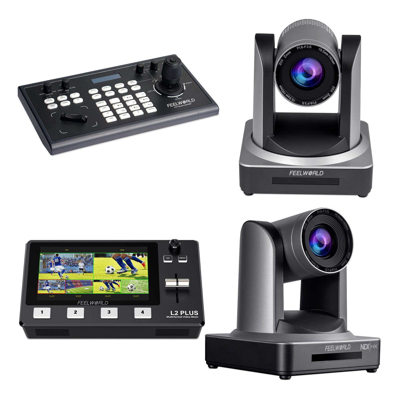 Feelworld KBC10 + L2 Plus + POE20X + NDI20X Kit Streaming