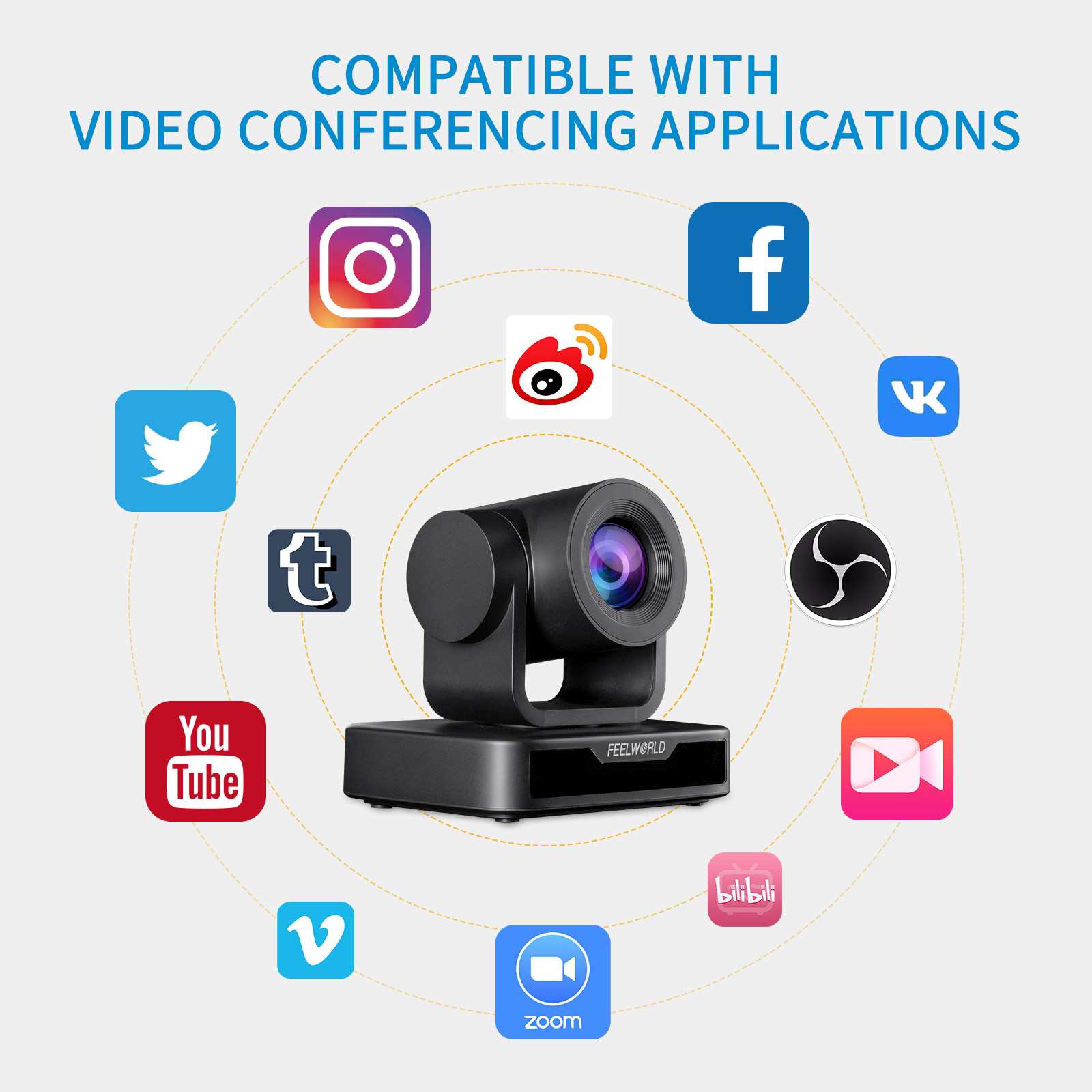 Feelworld USB10X telecamera PTZ streaming Full HD 1080p zoom 10X