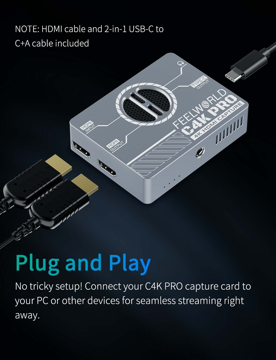 Feelworld C4K PRO Scheda Acquisizione 4K60 HDMI USB-C