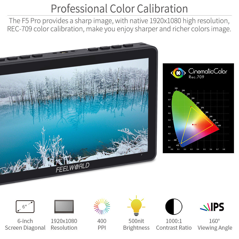 Feelworld F5 PRO V4 Monitor Camera Touch 6 Pollici 450nit F970