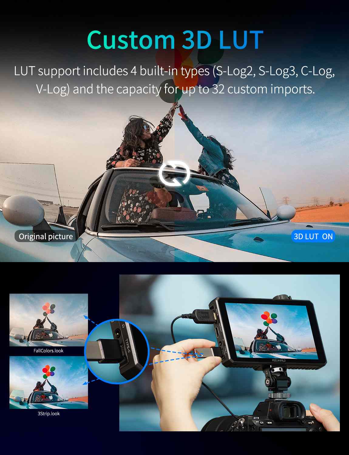 Feelworld SC6 monitor camera 6" 1500nit SDI HDMI 4K touch
