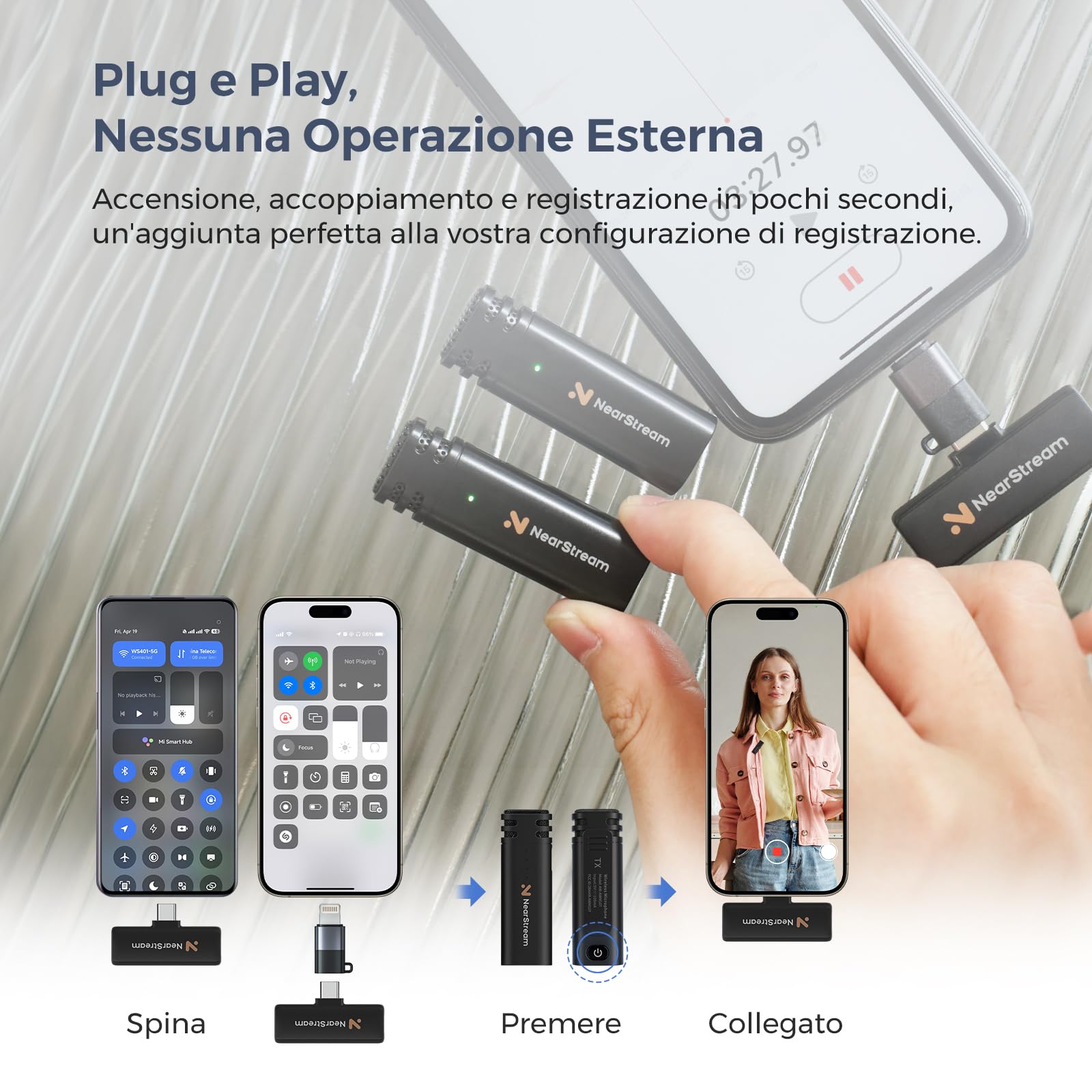 NearStream AWM10T mini lavalier wireless USB-C 6 ore