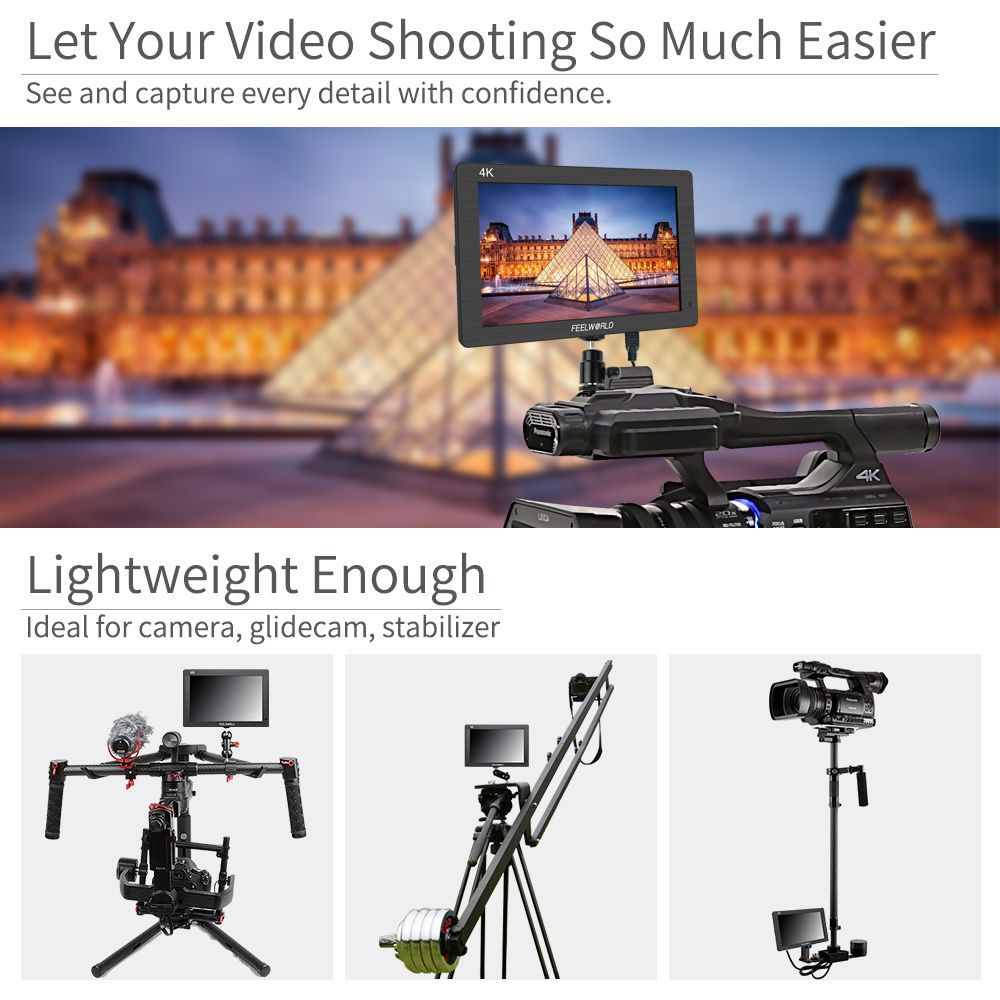 Feelworld FH7 Monitor Camera 7" Full HD HDMI 4K Leggero