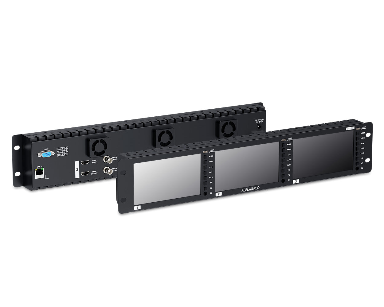 Feelworld FRM501G Monitor Rack 2RU Triplo 5.5" 12G SDI 4K