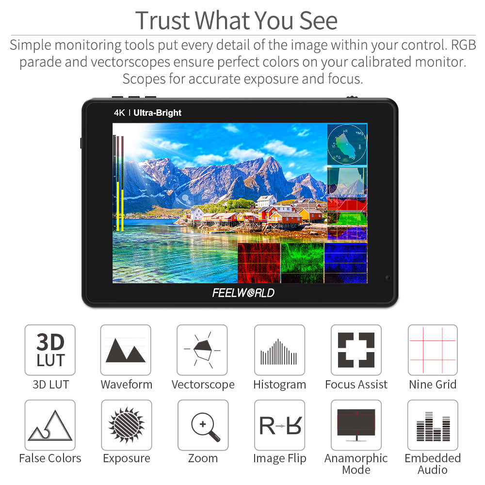 Feelworld LUT7S 7" Monitor Camera Touch 2200nit SDI 4K