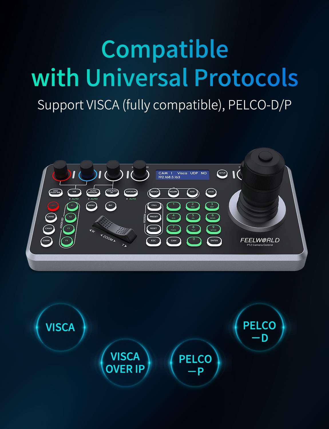 Feelworld KBC20N Controller PTZ NDI Joystick PoE