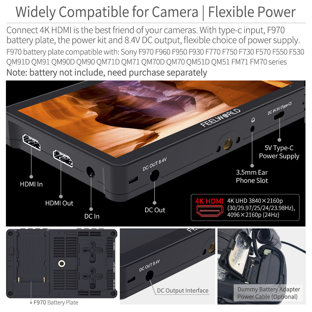 Feelworld F5 PRO V4 Monitor Camera Touch 6 Pollici 450nit F970