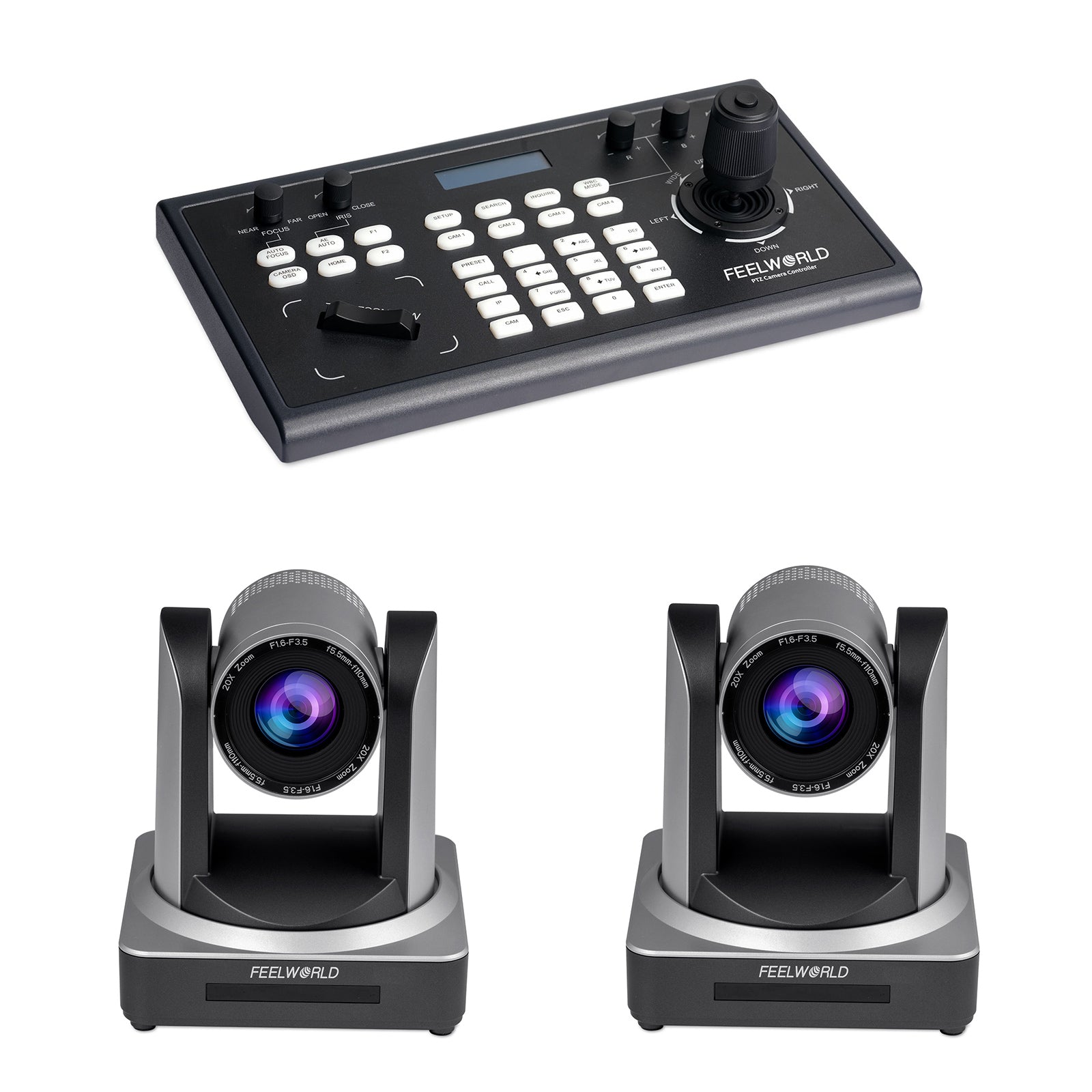Feelworld KBC10 + 2 POE20X Kit PTZ Controller e Camere Live