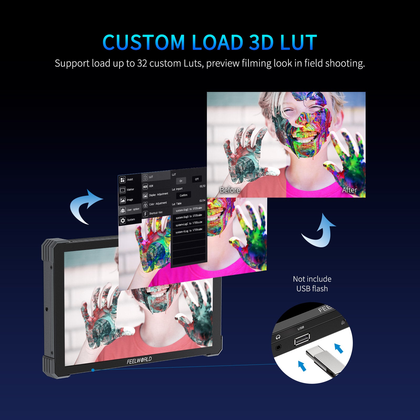 Feelworld T10 10,1" Monitor Camera Touch 500nit 4K HDMI