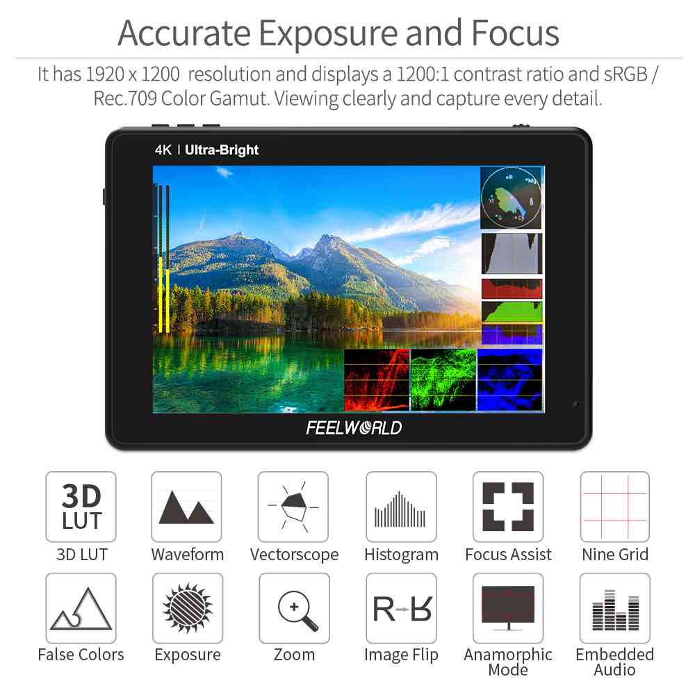 Feelworld LUT7S PRO 7" Monitor Camera Touch 2200nit F970 Kit