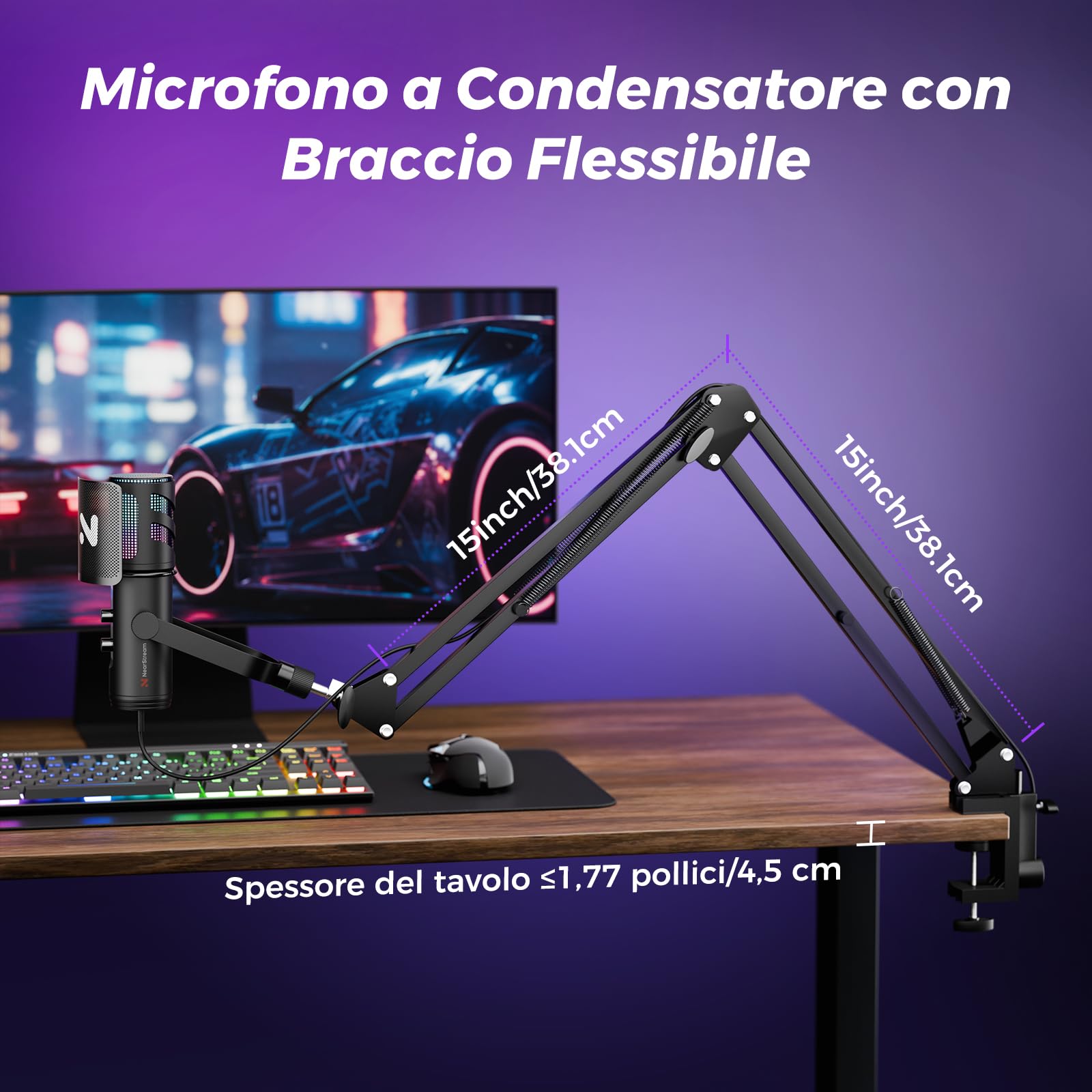 NearStream Microphone AM35U microfono USB condensatore RGB braccio