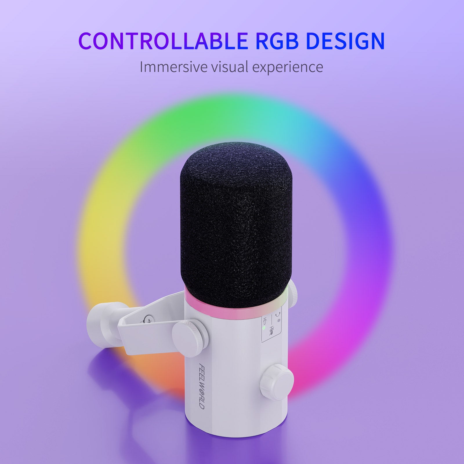 Feelworld PM1 Microfono Dinamico XLR USB Bianco con Braccio