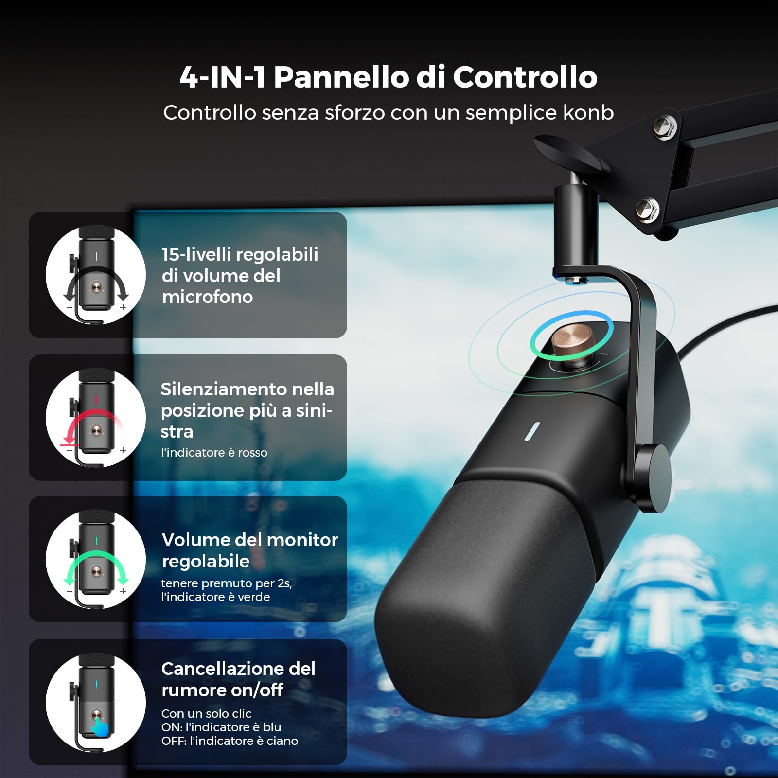 NearStream Microphone microfono dinamico USB XLR supercardioide