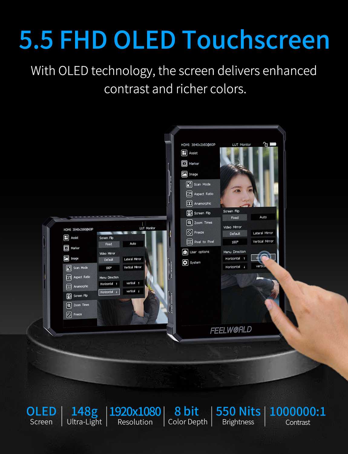 Feelworld PS6 Monitor Camera 5.5" OLED Touch Verticale F550