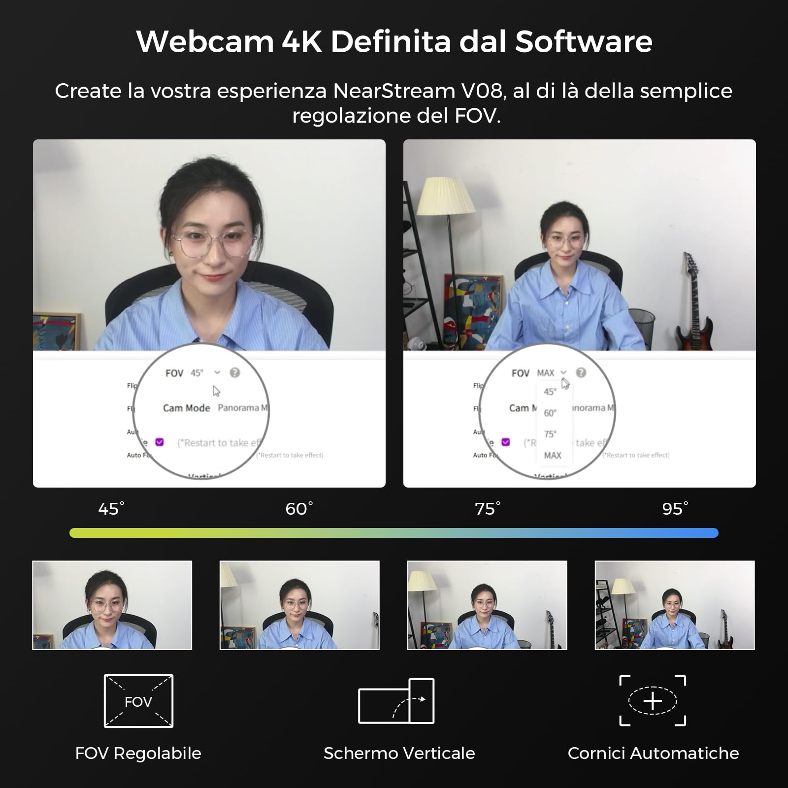 NearStream V08AF Webcam 4K Autofocus con Microfono PC