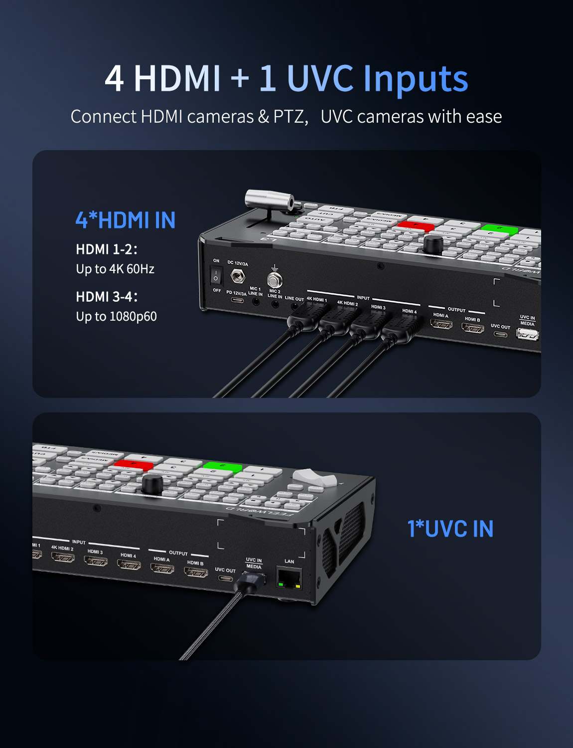 Feelworld L3 Video Switcher 4 HDMI UVC per Live Streaming