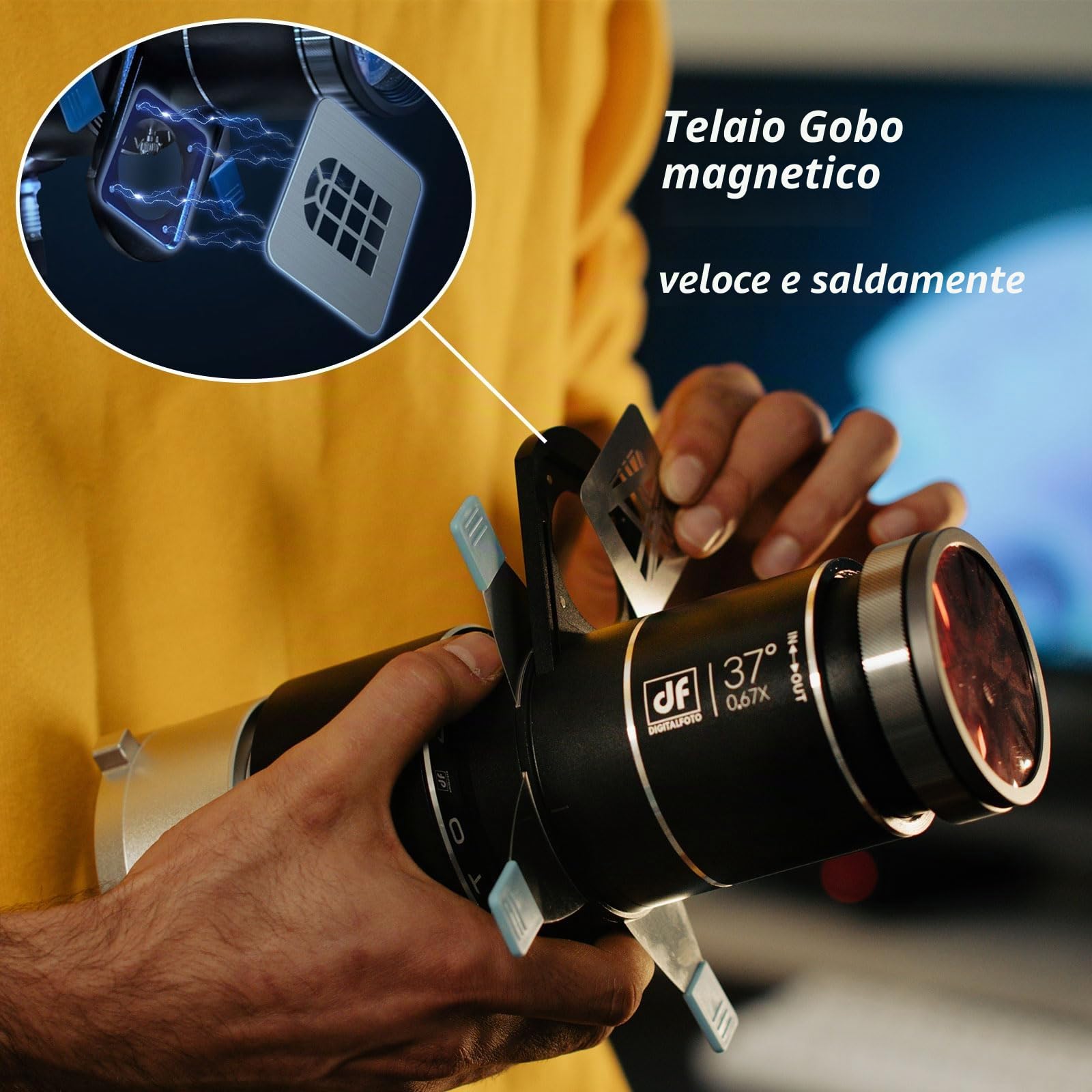 DigitalFoto Light Snoot Bowens proiettore con 39 gobo e 4 filtri