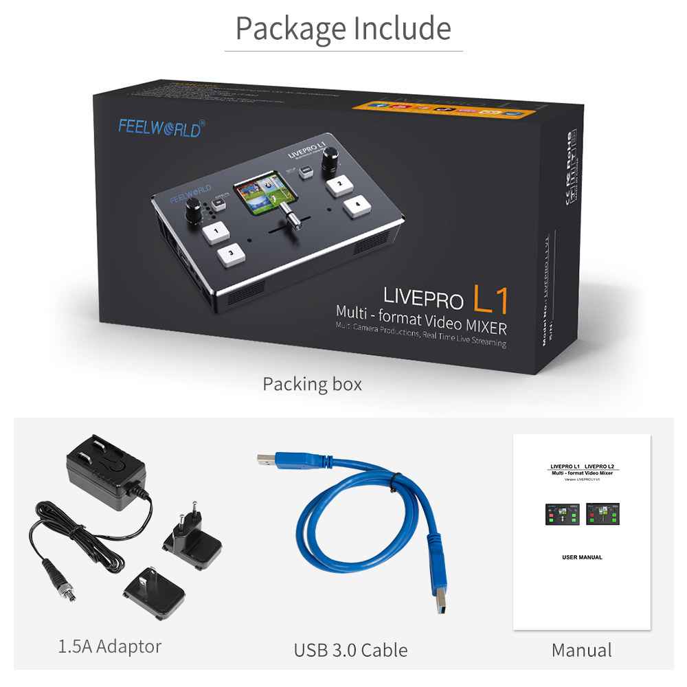 Feelworld LIVEPRO L1 V1 Mixer Video 4xHDMI USB