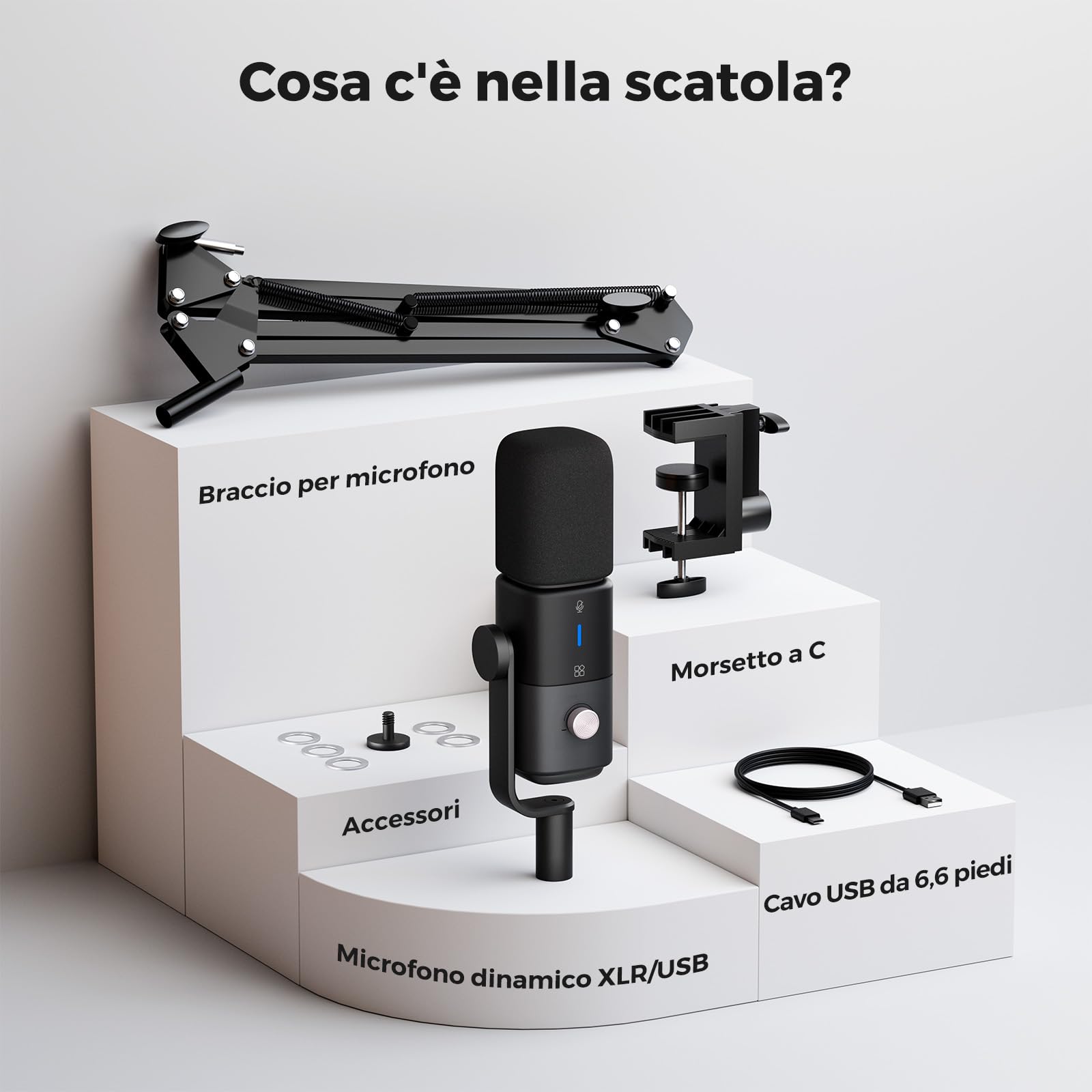 NearStream Microphone microfono dinamico USB XLR supercardioide rumore AI