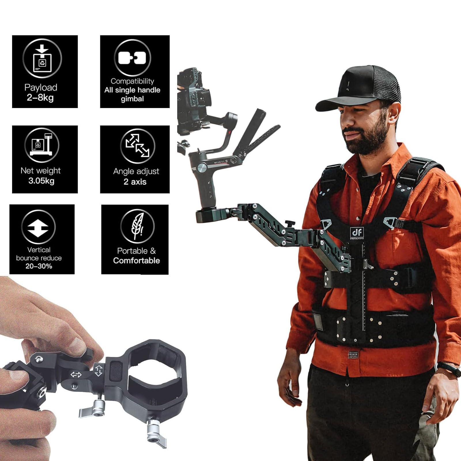 DigitalFoto Thanos-SE steadycam gilet supporto 2-8 kg