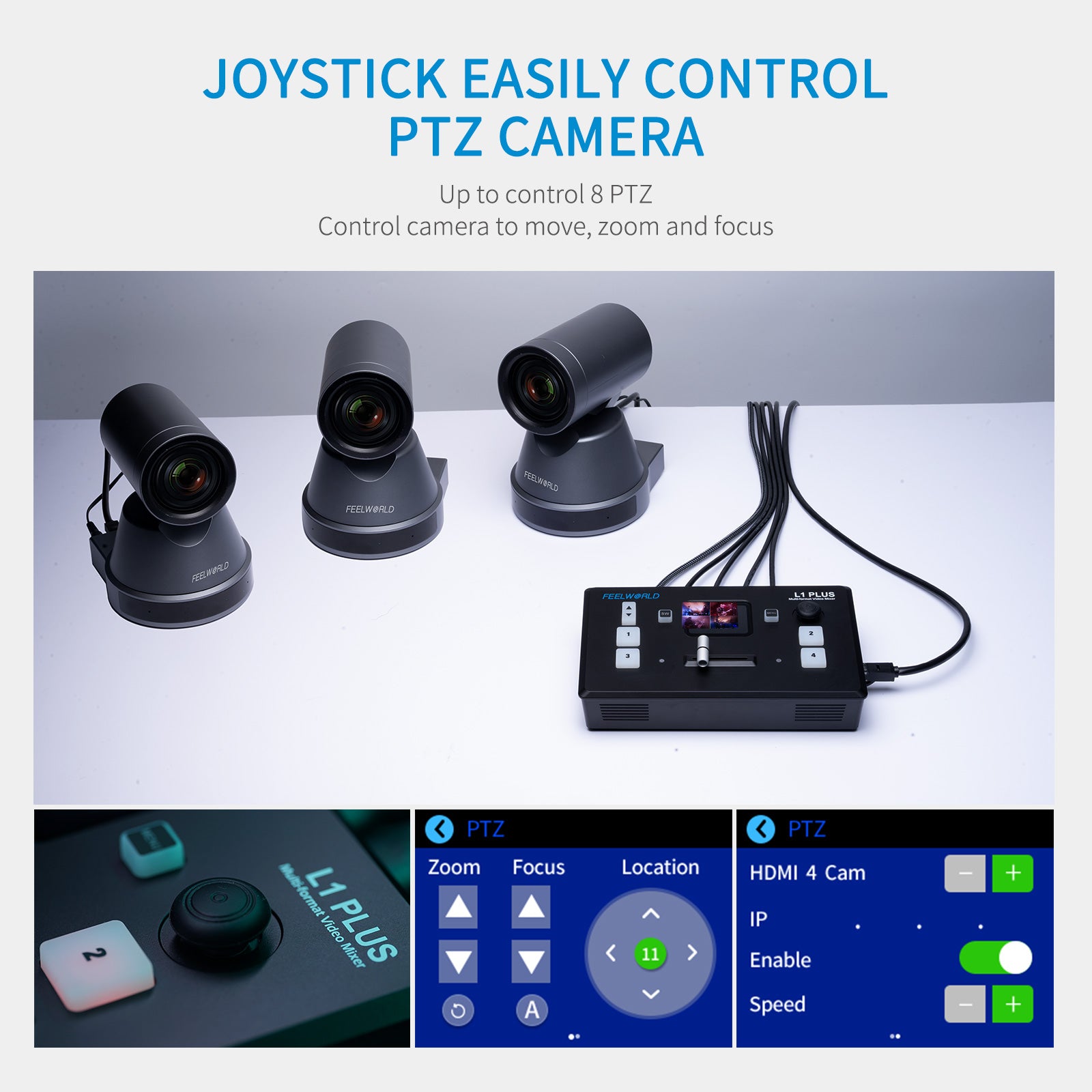 Feelworld L1 Plus Mixer Video Streaming 4K 4xHDMI PTZ Touch