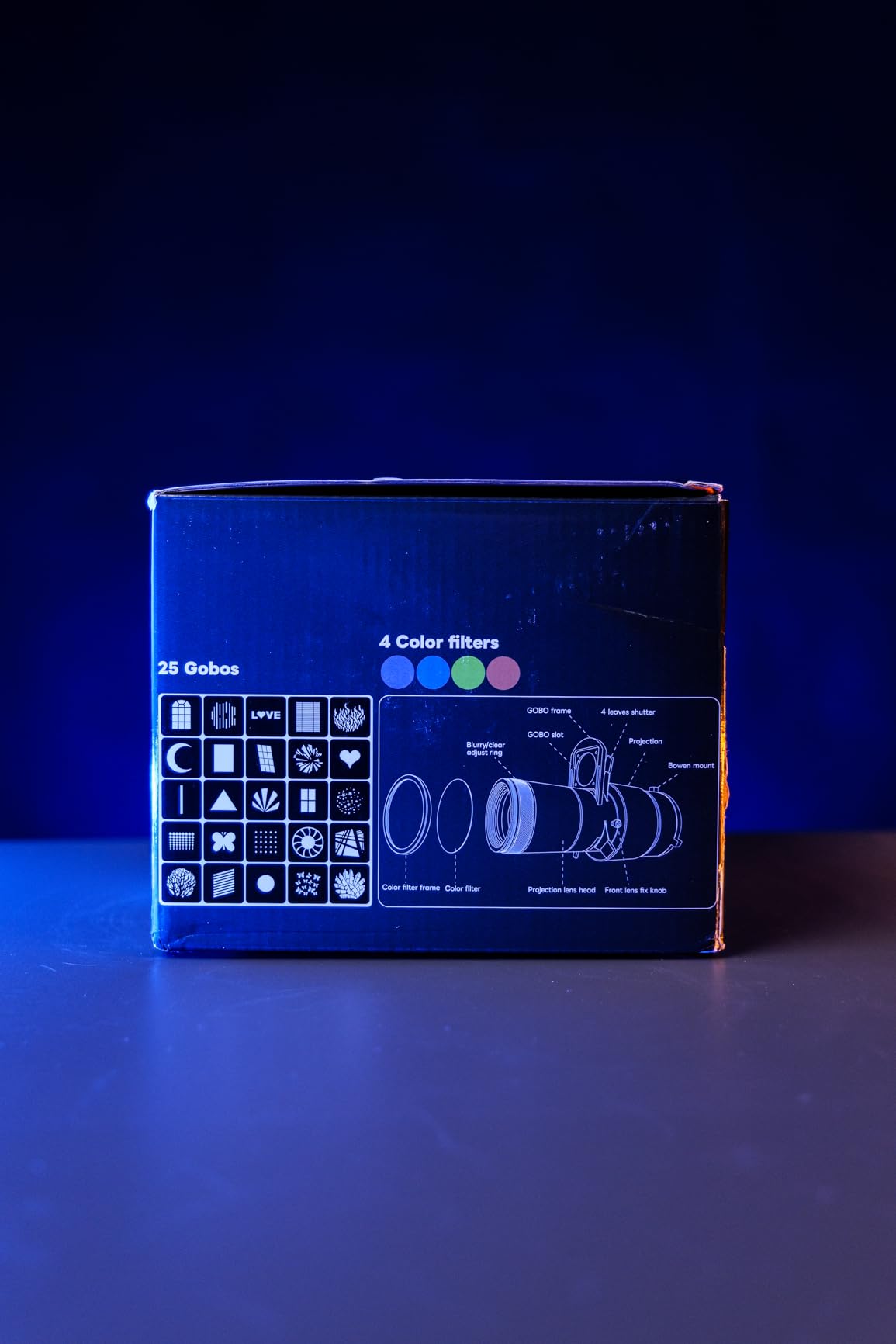 DigitalFoto Light FS-100SLENS Pro snoot Bowens con 25 gobo e filtri