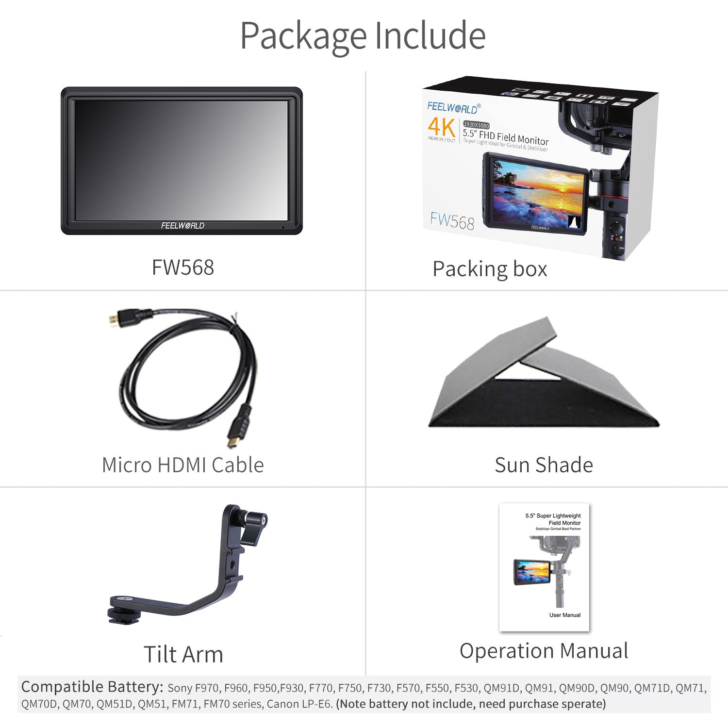 Feelworld FW568 V3 6" Monitor Camera HDMI Full HD 450nit