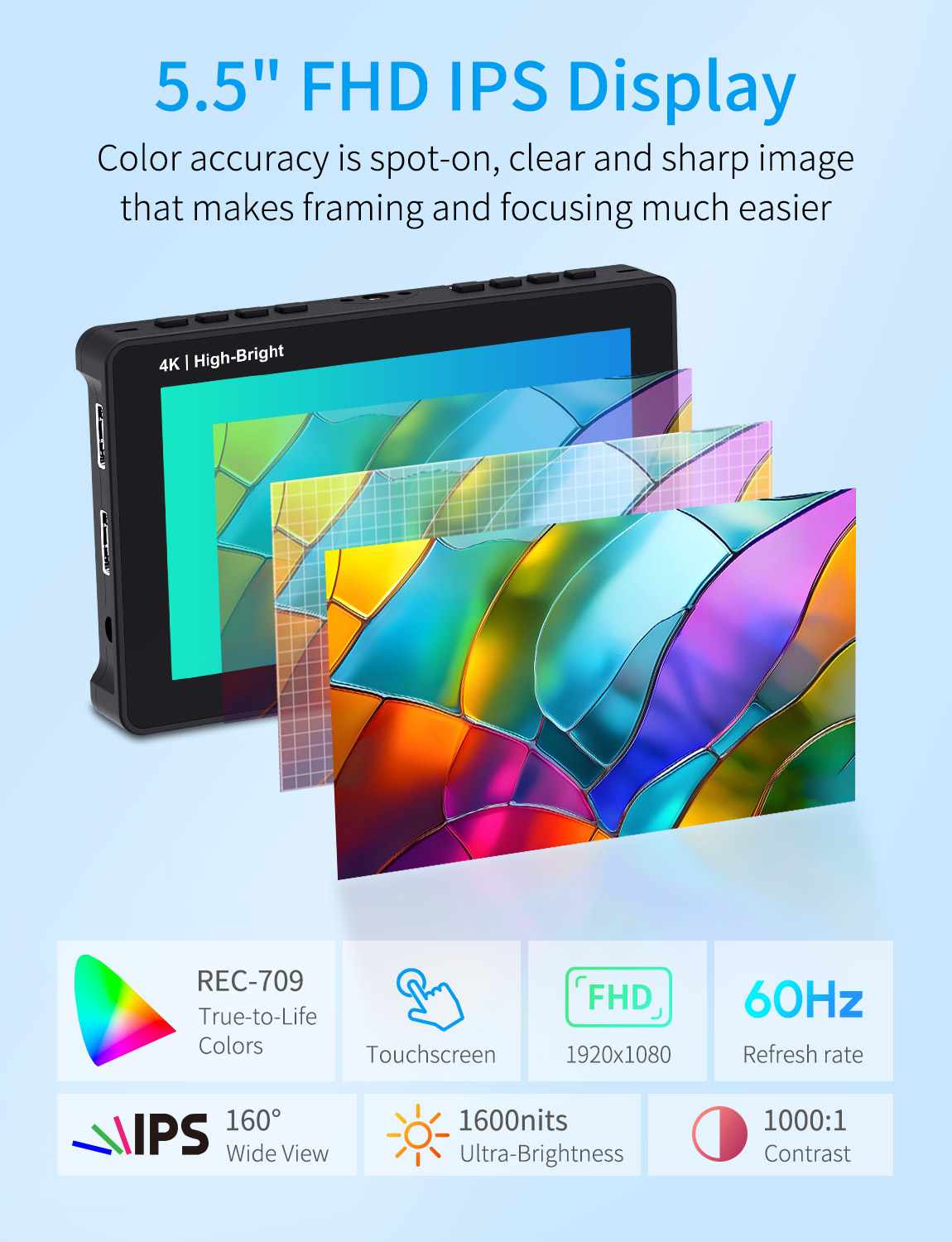 Feelworld F5 PROX 5.5" Monitor Field 1600nit Touch Kit