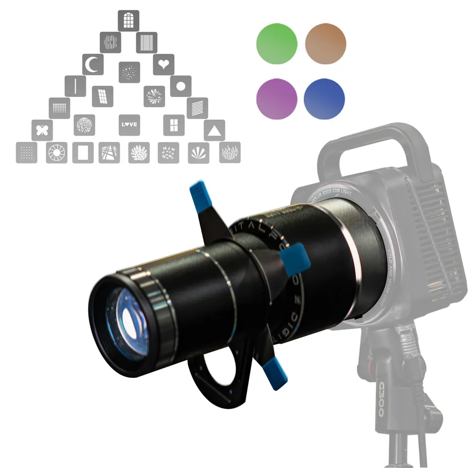 DigitalFoto Light FS-100SLENS Pro snoot Bowens con 25 gobo e filtri