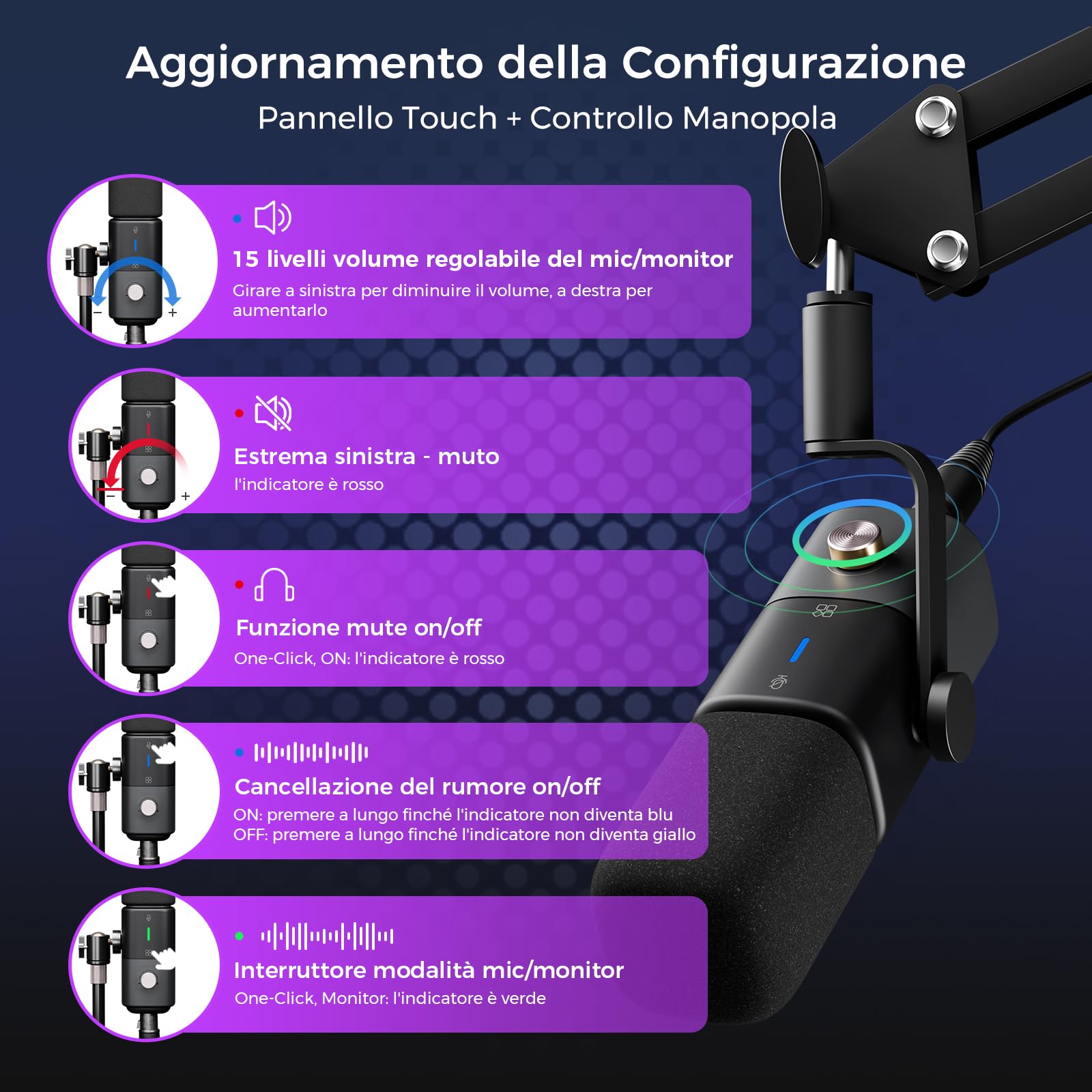 NearStream AM15X microfono dinamico USB XLR da tavolo