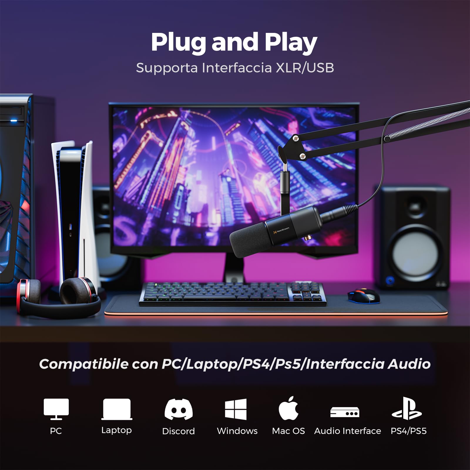 NearStream AM20X microfono USB/XLR condensatore supercardioide