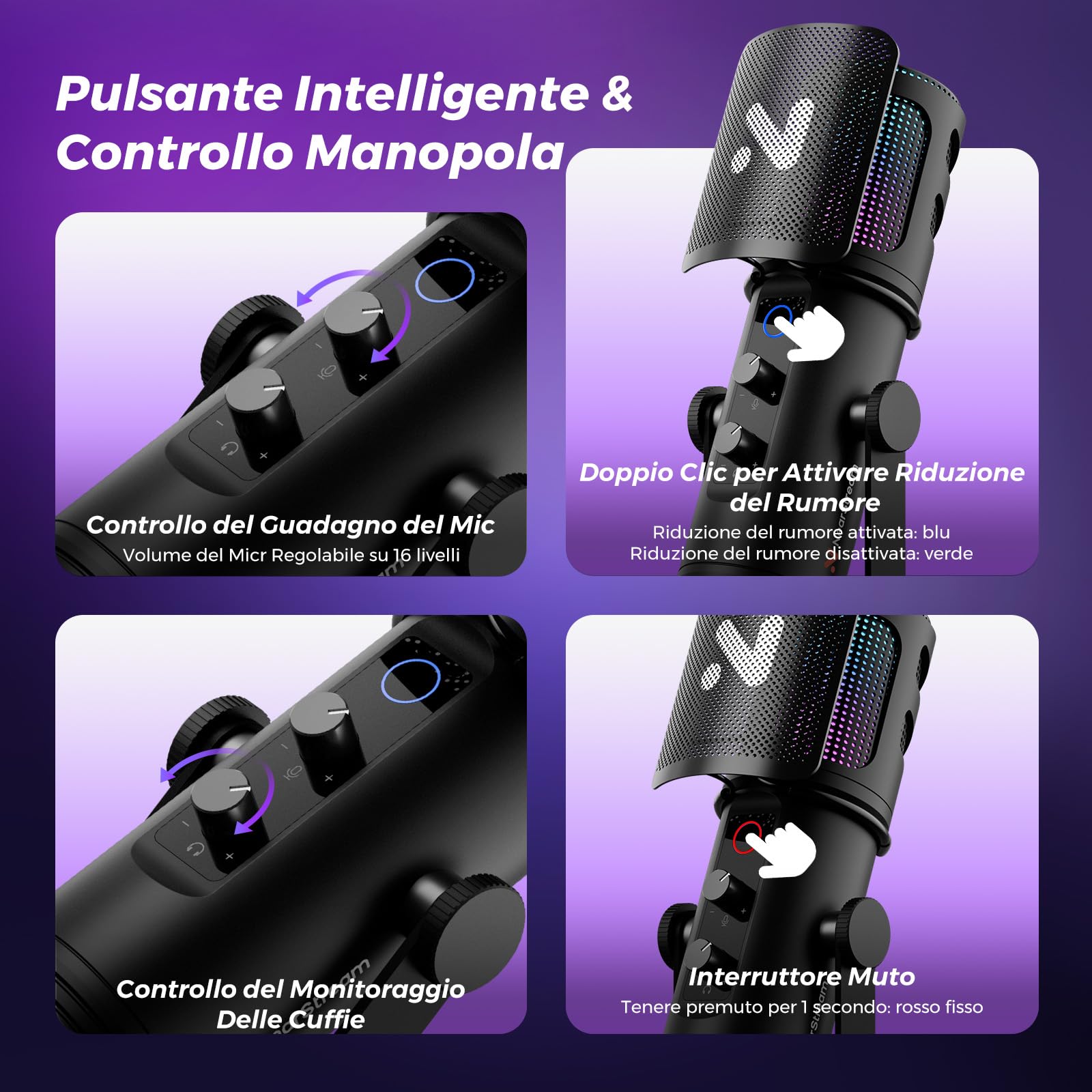 NearStream AM35U Microfono USB Condensatore RGB Streaming