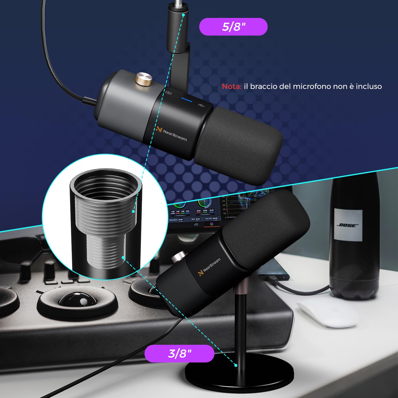 NearStream AM15X microfono dinamico USB XLR da tavolo