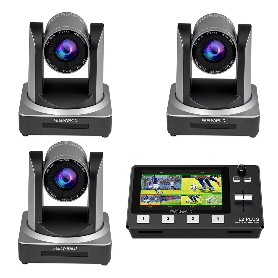 Feelworld L2 Plus Switcher Video + 3 Telecamere PTZ POE20X Kit