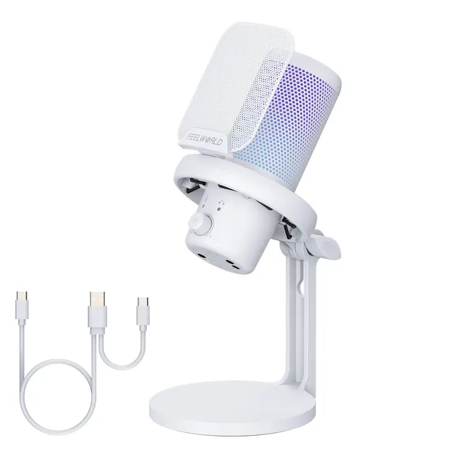 Feelworld VM1 Microfono USB a Condensatore Bianco da Tavolo