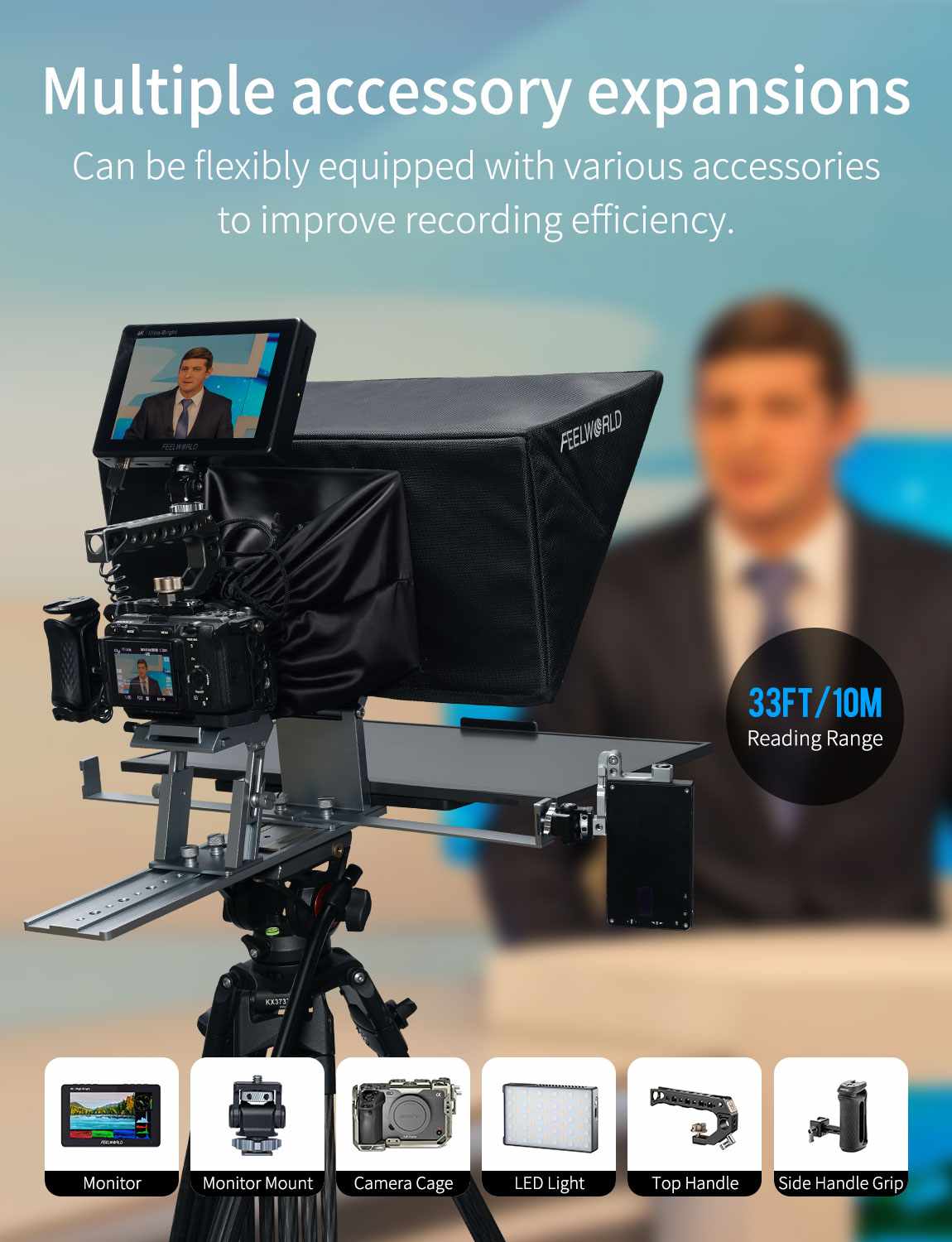 Feelworld TP21 Teleprompter 21 pollici Bluetooth con telecomando